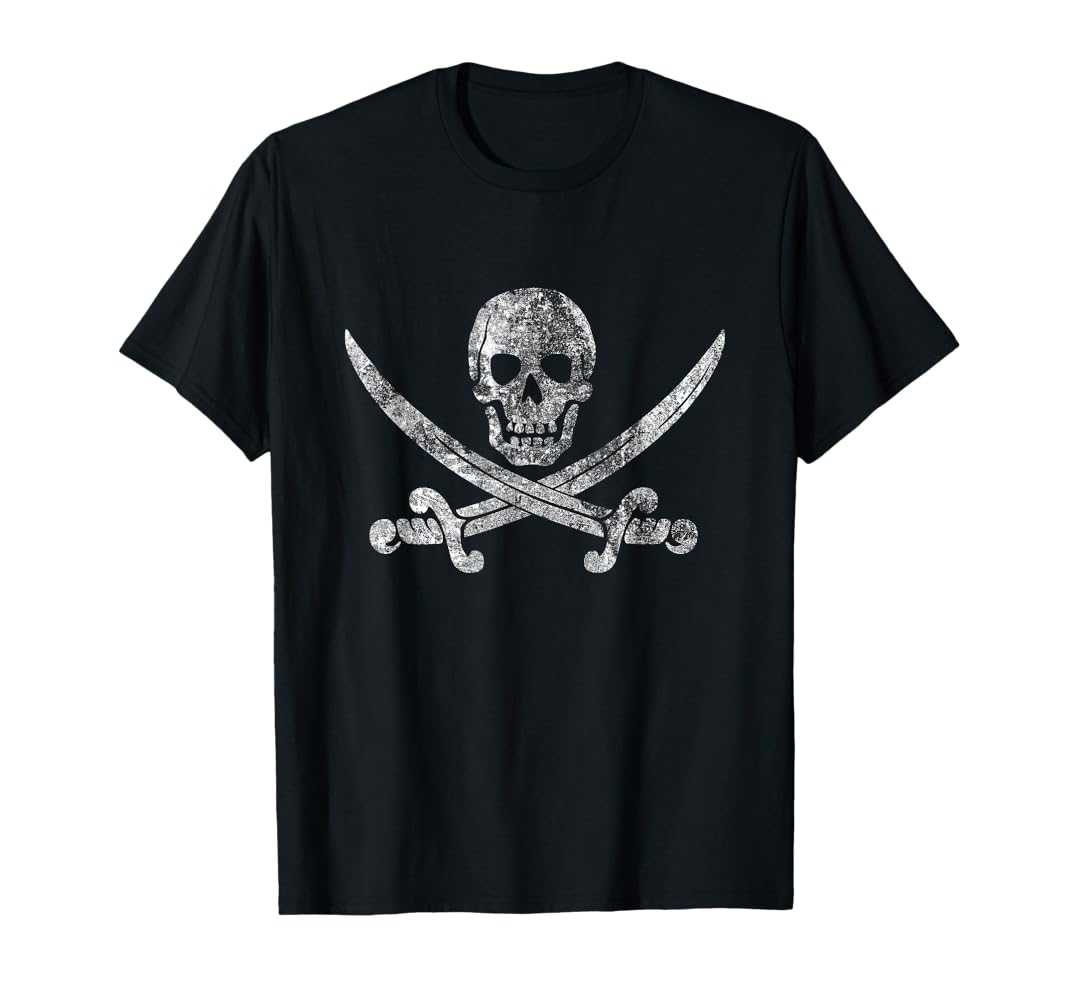 Amazon.com: Vintage Pirate Skull T-Shirt : Clothing, Shoes